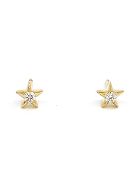 10K Yellow Gold 0.125cttw Canadian Diamond Star Stud Earrings