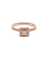 10K Rose Gold 0.20cttw Canadian Diamond Halo Engagement Ring, size 6.5