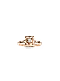 10K Rose Gold 0.20cttw Canadian Diamond Halo Engagement Ring, size 6.5