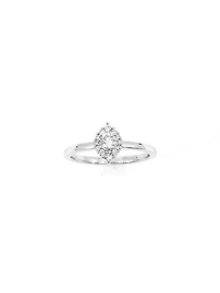 10K White Gold 0.30cttw Canadian Diamond Halo Engagement Ring, size 6.5