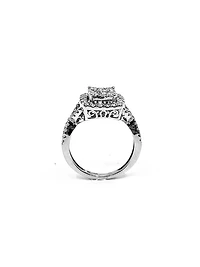 10K White Gold 1.00cttw Diamond Halo Engagement Ring, size 6.5