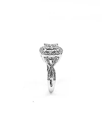 10K White Gold 1.00cttw Diamond Halo Engagement Ring, size 6.5