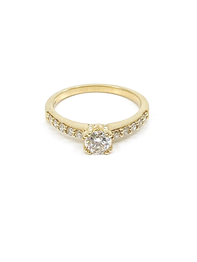 14K Yellow Gold 0.70cttw Canadian Diamond Engagement Ring, size 6.5 - 4.5