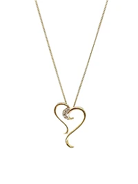 10K Yellow Gold 0.015cttw Diamond Heart Pendant, 18"