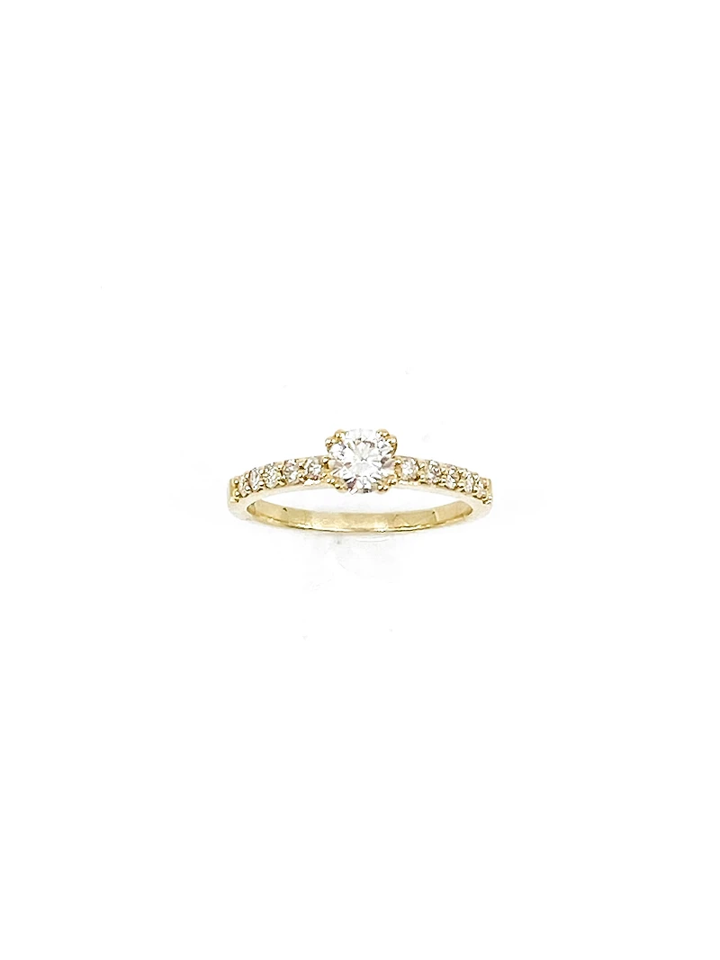 14K Yellow Gold 0.70cttw Canadian Diamond Engagement Ring, size 6.5 - 4.5