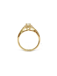 10K Yellow Gold 0.50cttw Diamond Halo Engagement Ring, size 6.5 - 4.5