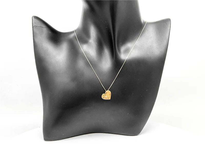 10K Yellow Gold 0.015cttw Diamond Heart "I Love You" Pendant, 18"