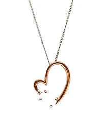 10K Rose & White Gold 0.60cttw Genuine Moonstone and 0.03cttw Diamond Heart Pendant, 18"