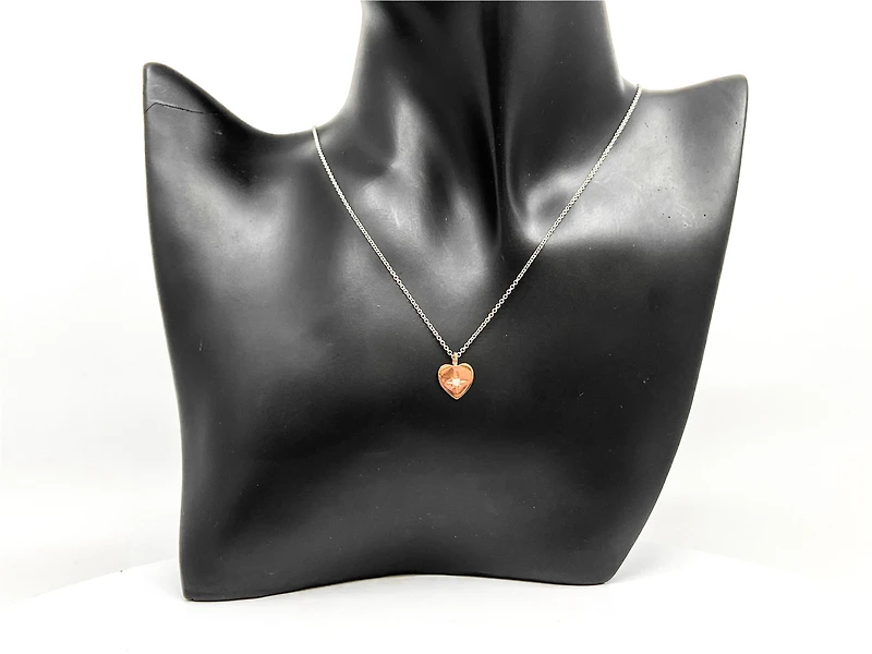 10K Rose & White Gold 0.027cttw Canadian Diamond Heart Pendant, 18"