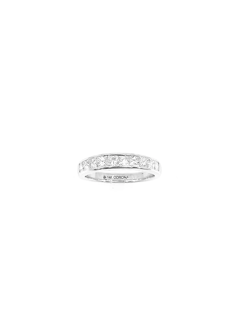 14K White Gold 1.00cttw Princess Cut Diamond Channel Anniversary Band, 6.5 - /