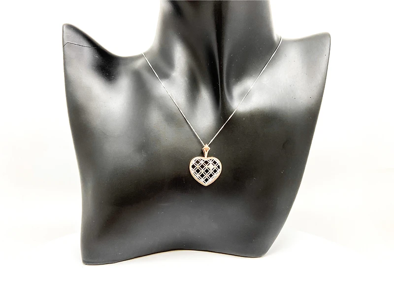 10K White & Rose Gold 0.142cttw Canadian Diamond Heart Necklace, 18"