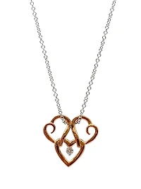 10K Rose & White 0.043cttw Canadian Diamond Triple Heart Pendant, 18"