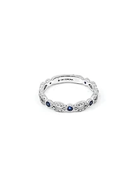 10K White Gold 0.28cttw Genuine Sapphire and 0.18cttw Diamond Ring, size 6.5