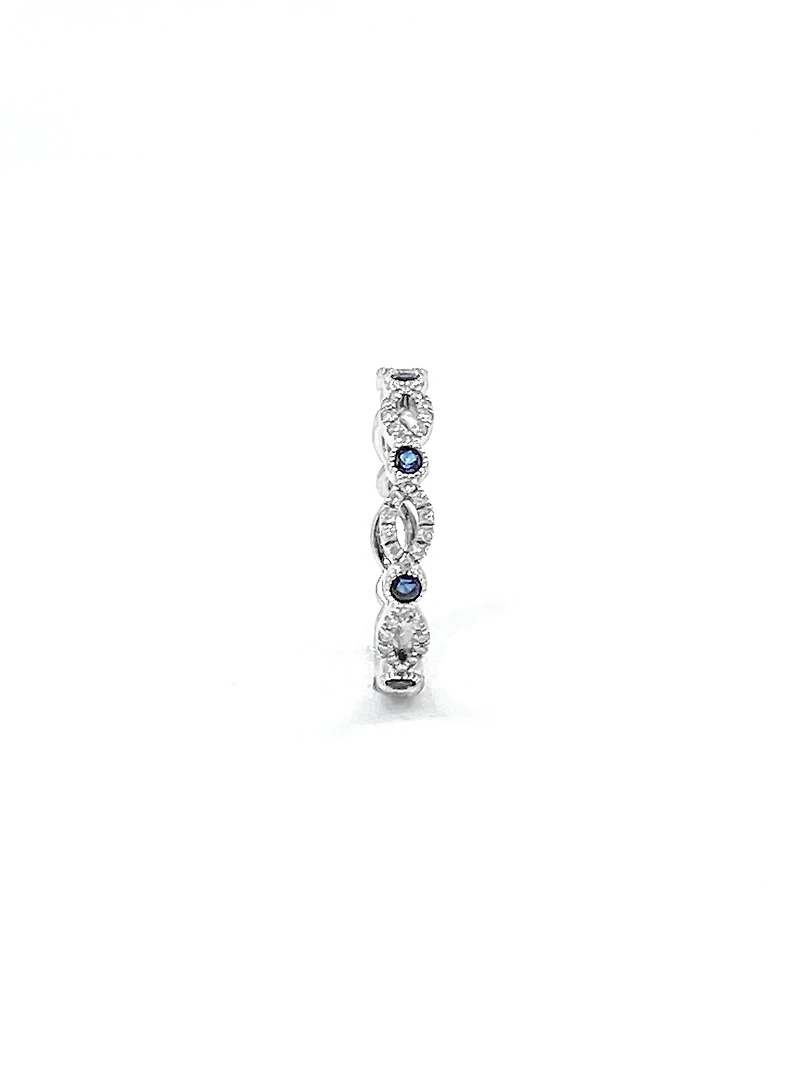 10K White Gold 0.28cttw Genuine Sapphire and 0.18cttw Diamond Ring, size 6.5