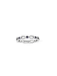 10K White Gold 0.28cttw Genuine Sapphire and 0.18cttw Diamond Ring, size 6.5