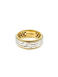 10K White & Yellow Gold 0.13cttw Princess Cut Gents Diamond Ring, size 10