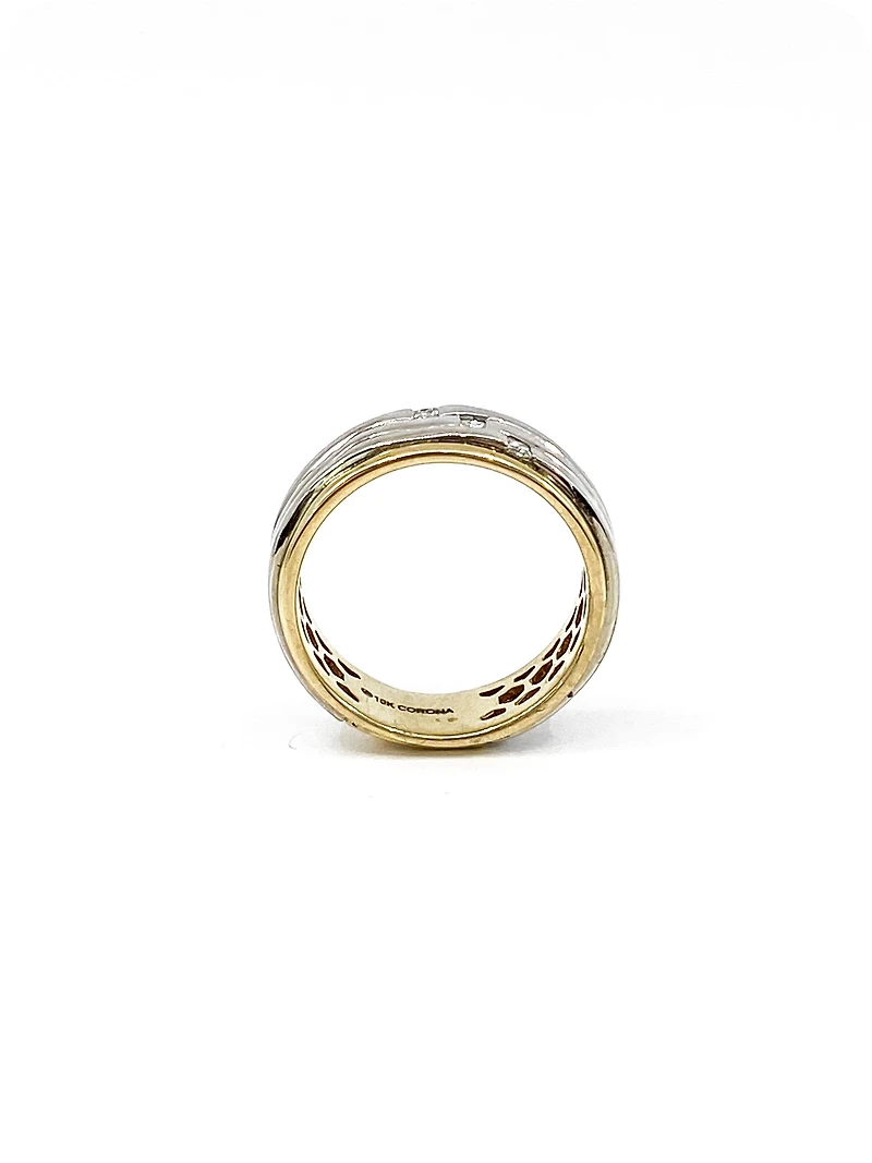 10K White & Yellow Gold 0.13cttw Princess Cut Gents Diamond Ring, size 10