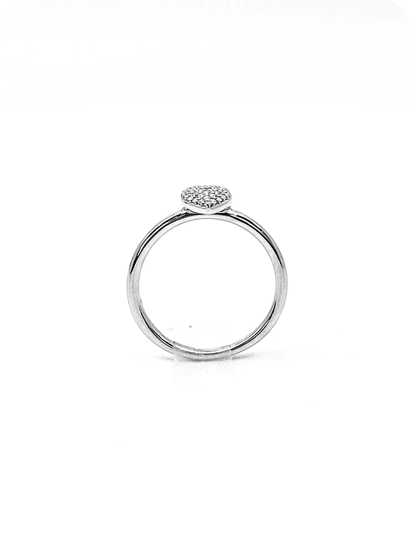 10K White Gold 0.15cttw Pave Pear Shape Diamond Engagement Ring - / 4.5