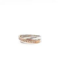 10k White & Rose Gold 0.104cttw Diamond Ring, size 6.5
