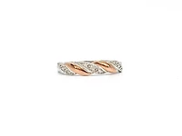 10k White & Rose Gold 0.054cttw Diamond Ring, size 6.5