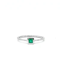 10K White Gold 0.15cttw Genuine Emerald Princess Cut Ring, size 6.5