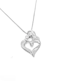 Sterling Silver 0.011cttw Canadian Diamond Mother & Child Pendant, 18"