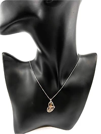 Sterling Silver & 10K Rose Gold 0.02cttw Diamond Mom Pendant, 18"