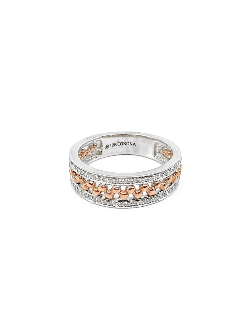 10K White & Rose Gold 0.18cttw Diamond Ring, size 6.5