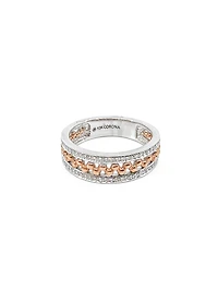 10K White & Rose Gold 0.18cttw Diamond Ring, size 6.5
