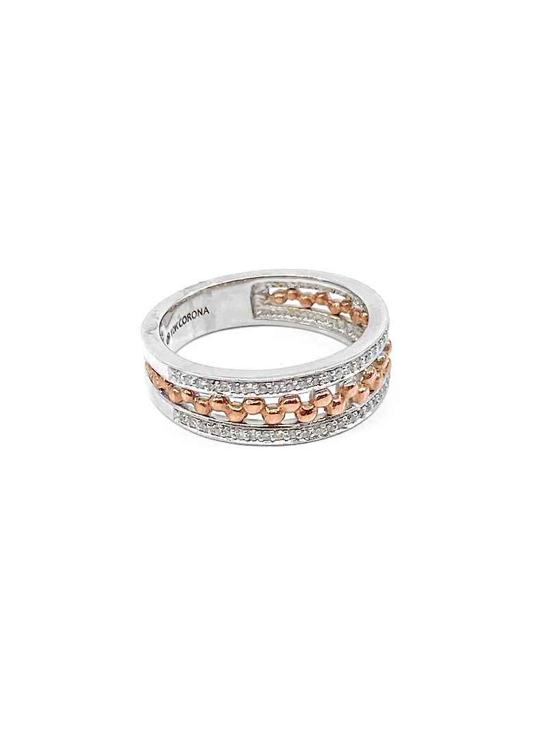 10K White & Rose Gold 0.18cttw Diamond Ring, size 6.5