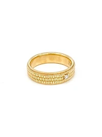 14K Yellow Gold 0.07cttw Canadian Diamond Gents Diamond Ring, size 10