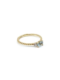 10K Yellow Gold 0.40cttw Genuine Oval Cut Aquamarine & 0.02cttw Diamond Ring - 4.5