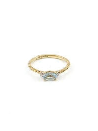 10K Yellow Gold 0.40cttw Genuine Oval Cut Aquamarine & 0.02cttw Diamond Ring - 4.5