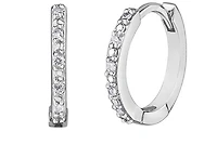 10K White Gold 0.05cttw Diamond Hoop / Huggie Earrings