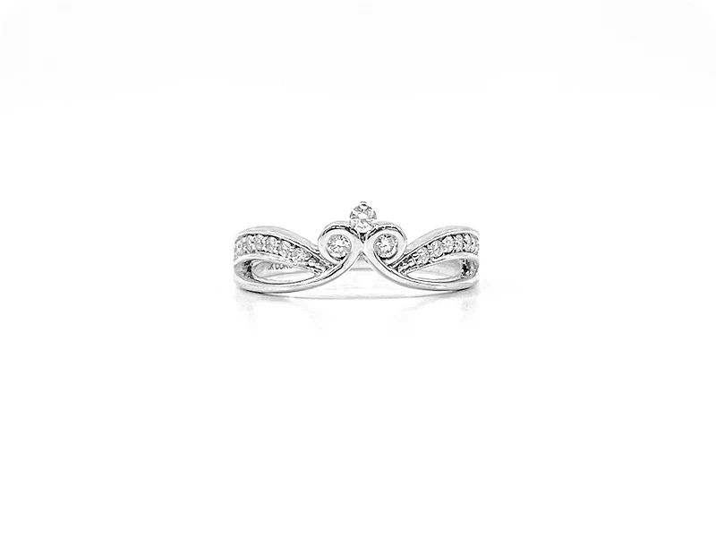 10K White Gold 0.30cttw Diamond Crown Ring, size 6.5