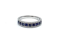 14K White Gold  0.35cttw Genuine Sapphire & 0.8cttw Diamond Ring, size 7