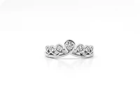 10K White Gold 0.20cttw Diamond Crown Ring, size 6.5