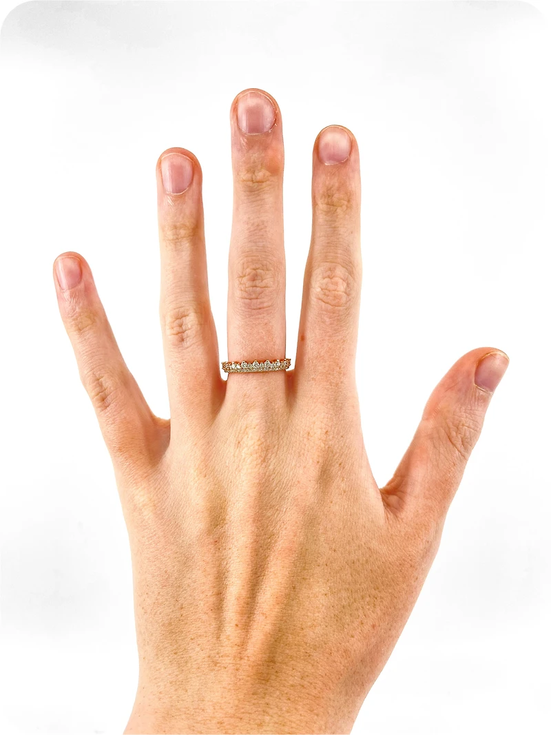 10K Rose Gold 0.50cttw Crown Diamond Ring - Size 6.75