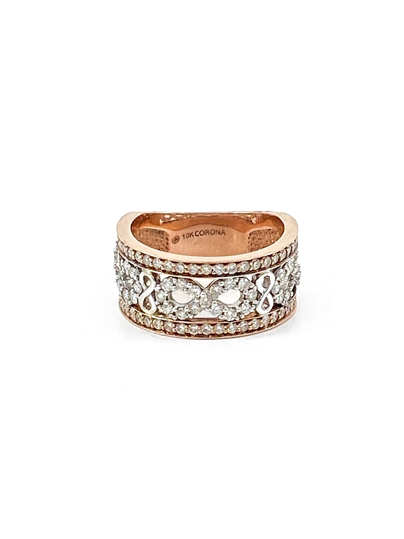 10K White & Rose Gold 1.00cttw Diamond Infinity Ring, size 6.5