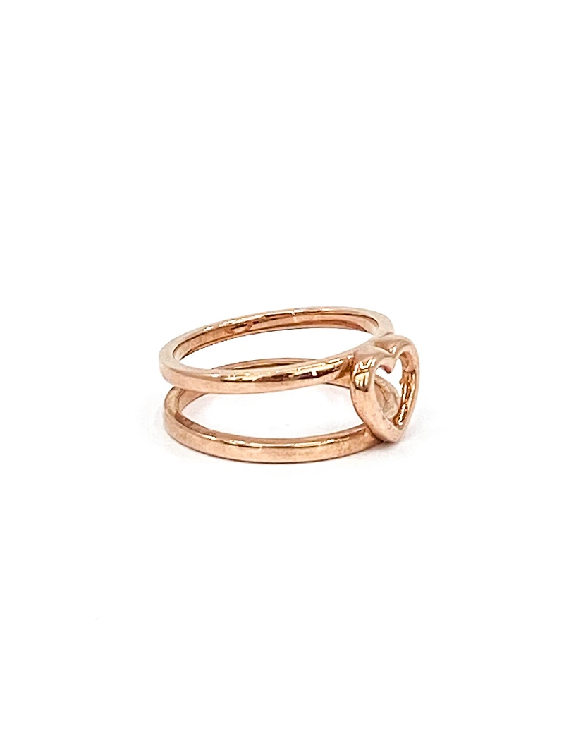 10K Rose Gold Heart Ring, size 6.5