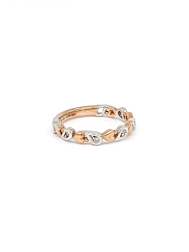 10K White & Rose Gold 0.05cttw Diamond Heart Ring, size 6.5
