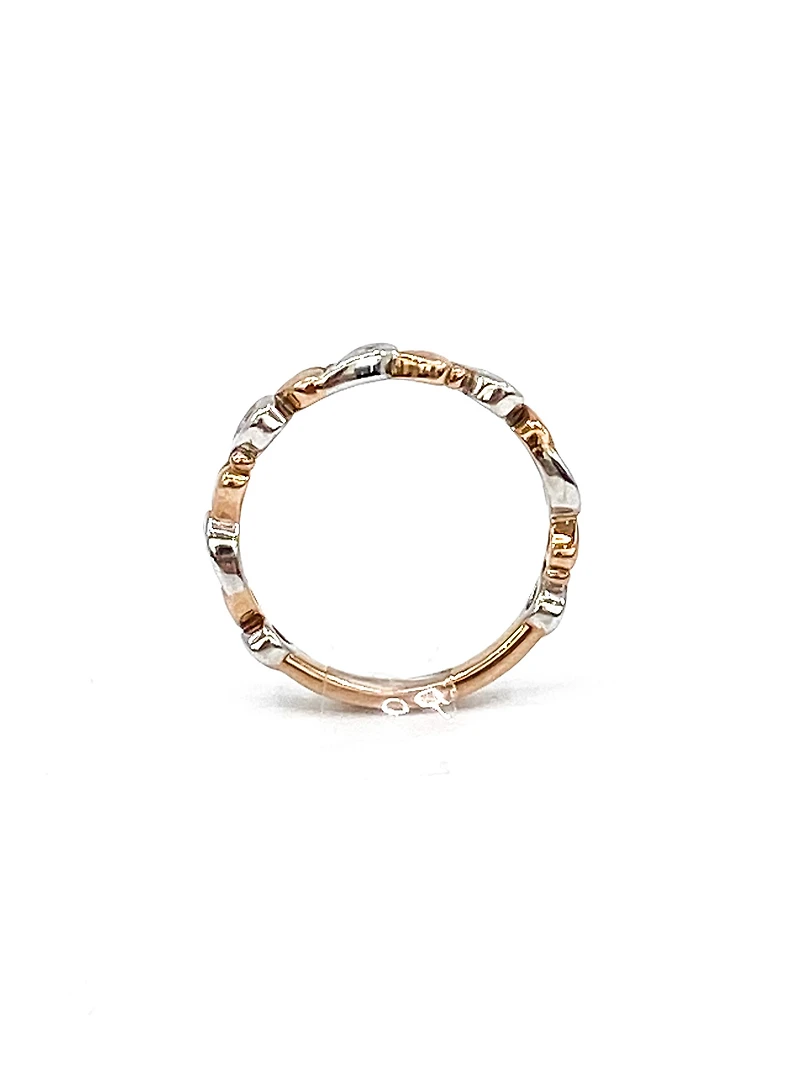 10K White & Rose Gold 0.05cttw Diamond Heart Ring, size 6.5