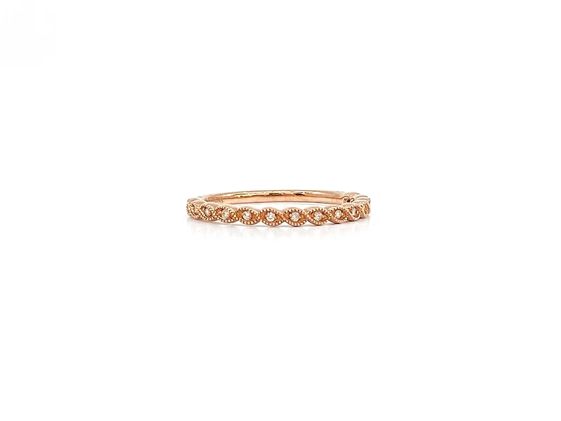 10K Rose Gold 0.07cttw Round Cut Diamond Ring, size 6.5