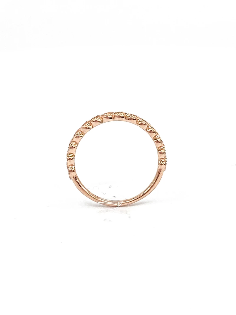 10K Rose Gold 0.07cttw Round Cut Diamond Ring, size 6.5