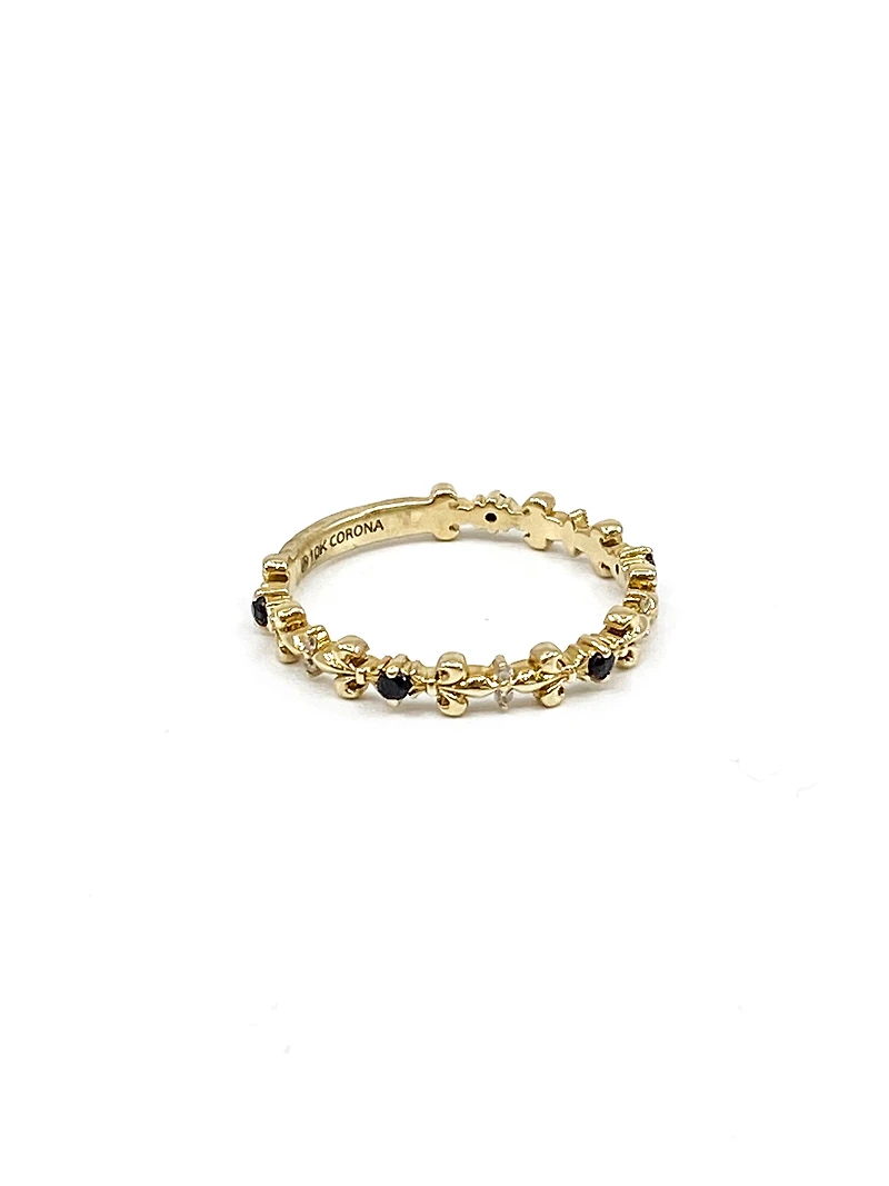 10K Yellow Gold 0.04cttw Genuine Sapphire & 0.02cttw Diamond Ring, size 6.5