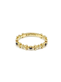 10K Yellow Gold 0.04cttw Genuine Sapphire & 0.02cttw Diamond Ring, size 6.5