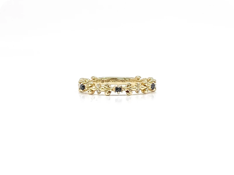 10K Yellow Gold 0.04cttw Genuine Sapphire & 0.02cttw Diamond Ring, size 6.5