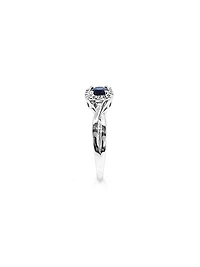 10K White Gold 0.44cttw Genuine Sapphire & 0.072cttw Diamonds Ring, size 6.5
