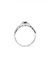 10K White Gold 0.44cttw Genuine Sapphire & 0.072cttw Diamonds Ring, size 6.5