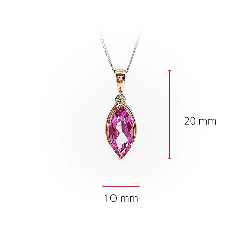 10K Rose Gold 1.33cttw Genuine Pink Topaz and 0.03cttw Diamond Necklace, 18"